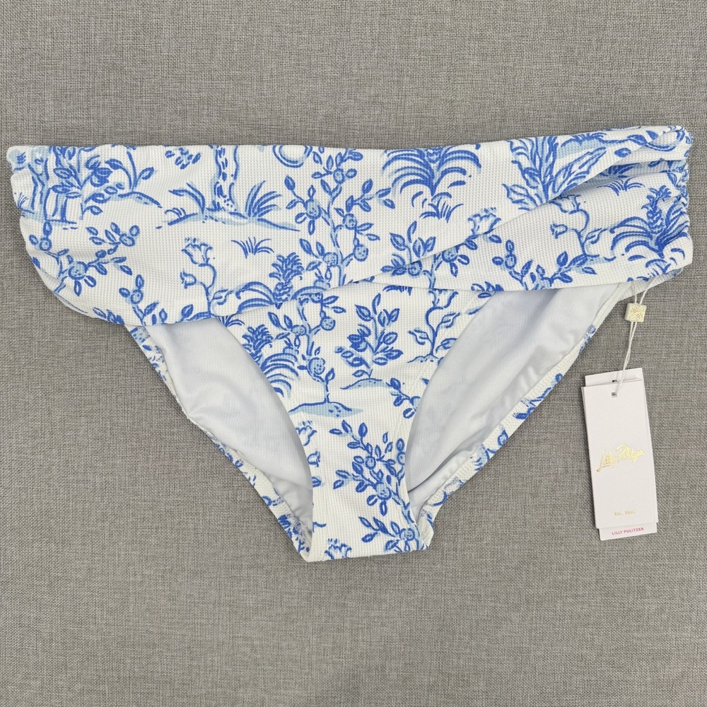 Lilly Pulitzer Lagoon Sarong Hipster Bottom Resort White Tall Tales Size 12
